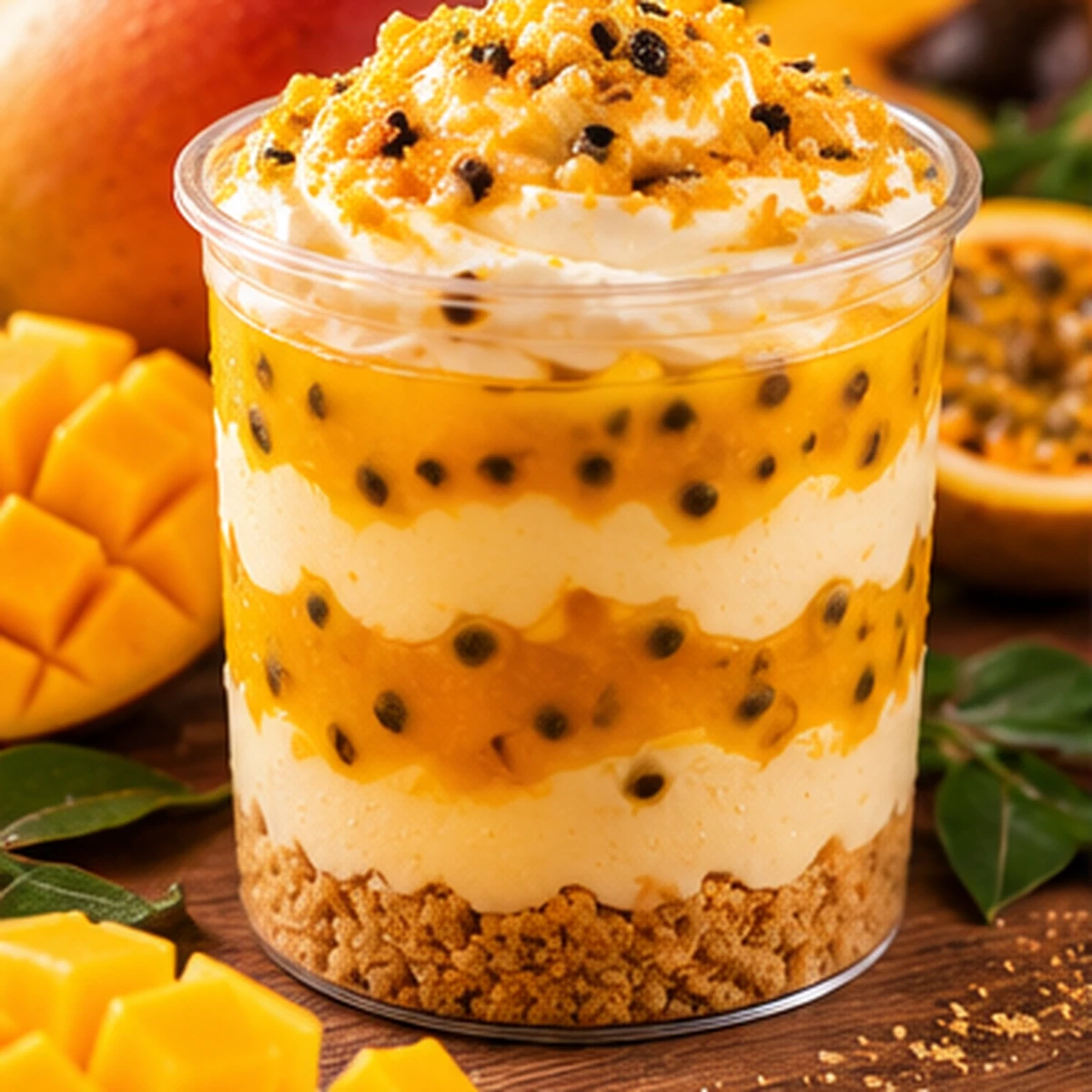 Maracumango Peruvian dessert jar with passion fruit and mango flavors