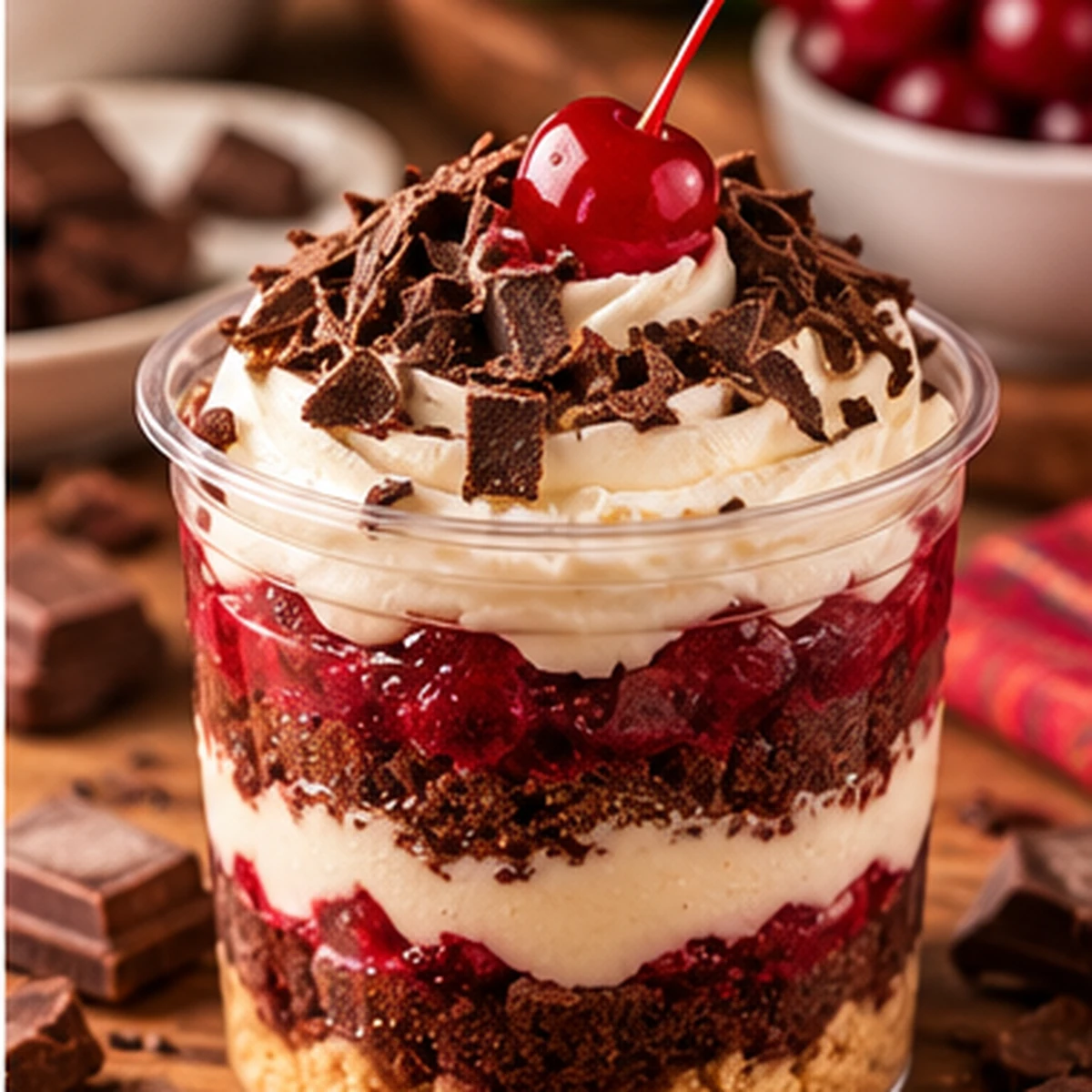 Selva Negra Black Forest style Peruvian dessert jar